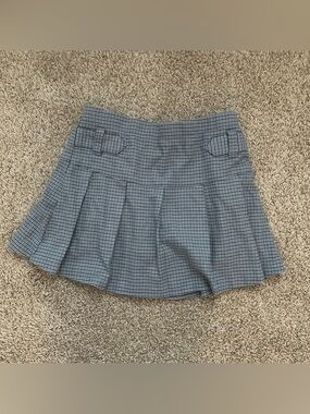 abercrombie kids girls Light Blue Plaid Pleated Mini Skort in size 11/12